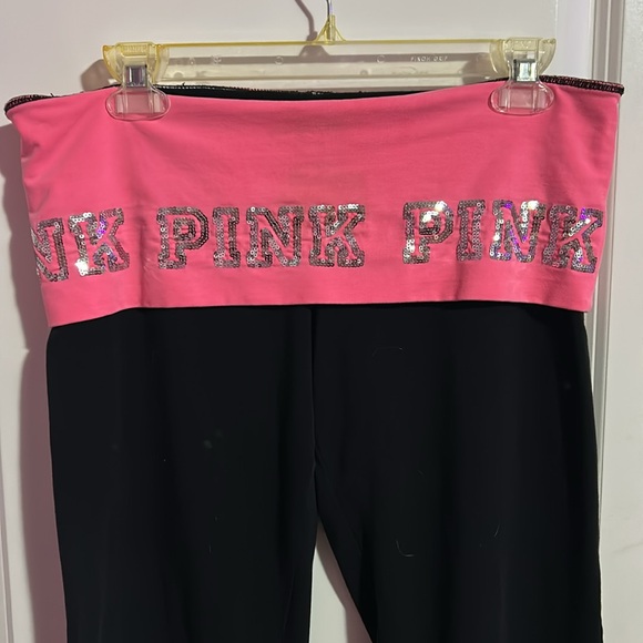 Pink VS Fold over flare yoga pants - Picture 4 of 7